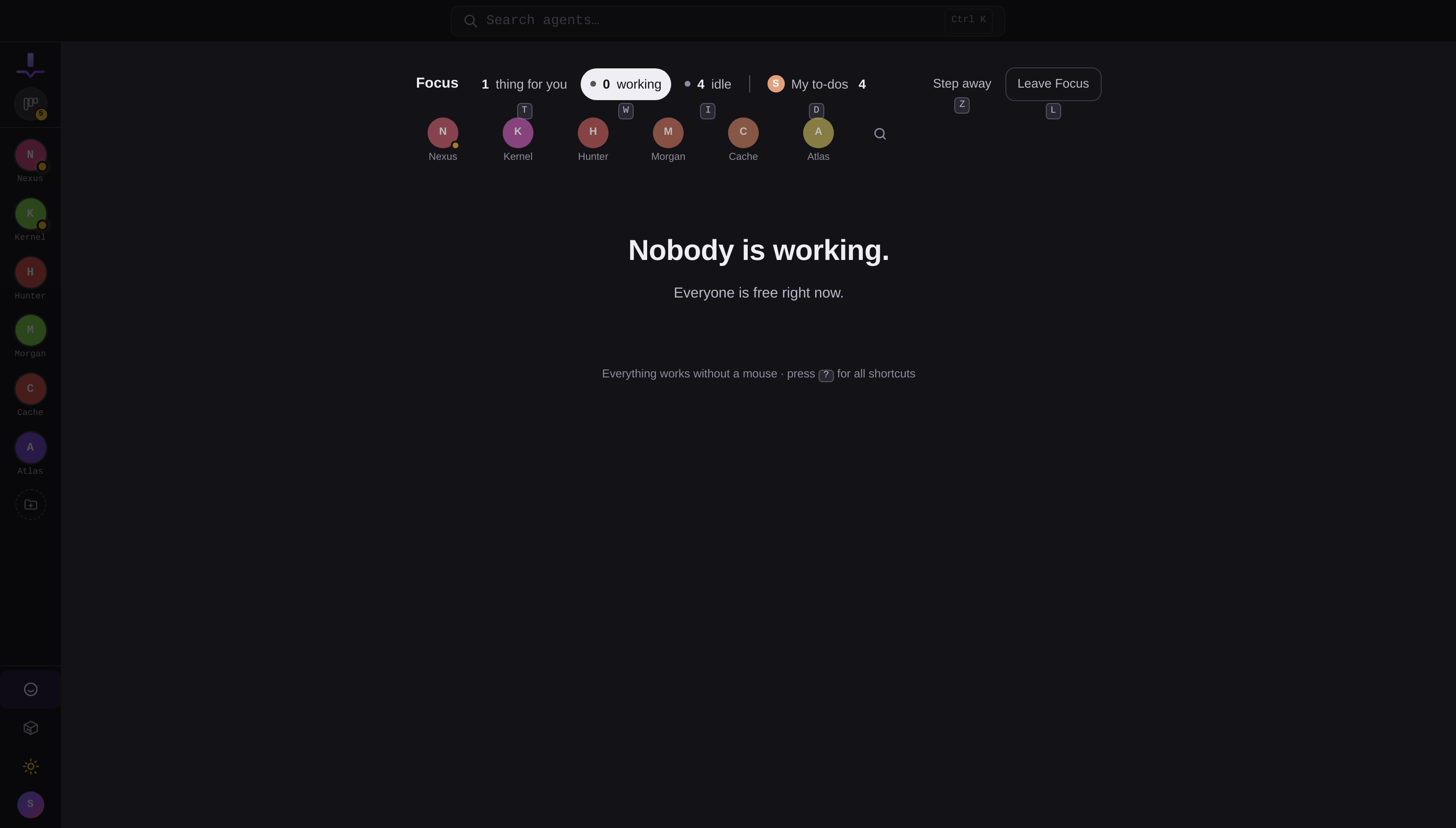 The all-clear state: nobody is working, everyone is free.